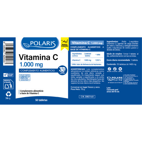 Vitamin-C 1000 mg 50 Tabletten | Polaris