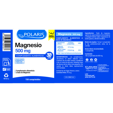 Magnesium 500 mg 150 Tabletten Polaris C.n. 208214.4 | Polaris